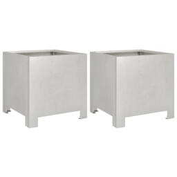 Berkfield Home Garden Planters 2 pcs 30x30x30 cm Stainless Steel in Silver - Size: 30 x 30 x 30 cm - thumbnail 3