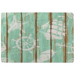 Benjamin Tate Design Nautical Elements On Wood Rug in Natural - Size: Large