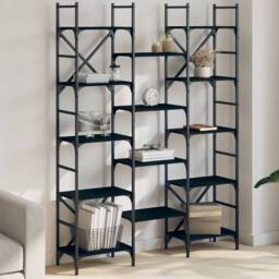 Berkfield Home Bookshelf Black 127.5x28.5x172.5 cm Engineered Wood - thumbnail 2