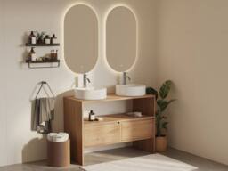 Vente-unique Solid Oak Vanity Unit - Light Natural - 110 Cm - CAVIZO in Light Oak - thumbnail 1