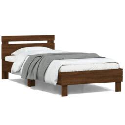 Berkfield Home Bed Frame without Mattress with LED Lights Brown Oak 100x200 cm - thumbnail 2