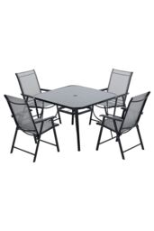 Living and Home 4-Seater Outdoor Garden Dining Set in Black - thumbnail 4