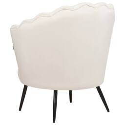 Wyld and Coco Off-White Velvet Novelty Armchair - Retro Shape Iron Legs in White - thumbnail 5