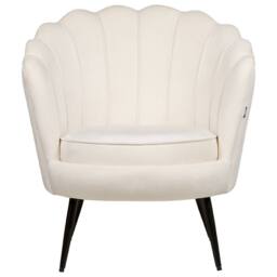 Wyld and Coco Off-White Velvet Novelty Armchair - Retro Shape Iron Legs in White - thumbnail 3