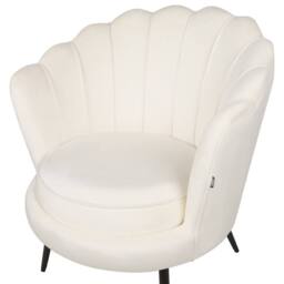 Wyld and Coco Off-White Velvet Novelty Armchair - Retro Shape Iron Legs in White - thumbnail 6