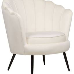 Wyld and Coco Off-White Velvet Novelty Armchair - Retro Shape Iron Legs in White - thumbnail 2