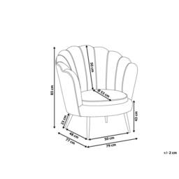 Wyld and Coco Off-White Velvet Novelty Armchair - Retro Shape Iron Legs in White - thumbnail 4