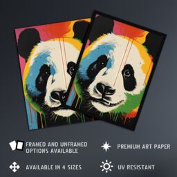 "Artery8 Wall Art Print Panda Bear Fun Acrylic Paint Drip Kids Children Bedroom Vibrant Bold Bright Colourful Painting Poster - Size: W24"" x H32""" - thumbnail 2