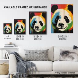 "Artery8 Wall Art Print Panda Bear Fun Acrylic Paint Drip Kids Children Bedroom Vibrant Bold Bright Colourful Painting Poster - Size: W24"" x H32""" - thumbnail 3