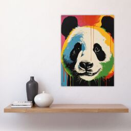"Artery8 Wall Art Print Panda Bear Fun Acrylic Paint Drip Kids Children Bedroom Vibrant Bold Bright Colourful Painting Poster - Size: W24"" x H32""" - thumbnail 4