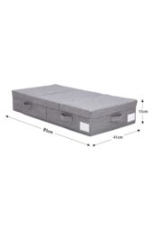 Living and Home Under Bed Fabric Clothes Organizer with Lid in Grey - thumbnail 6