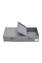 Living and Home Under Bed Fabric Clothes Organizer with Lid in Grey - thumbnail 3