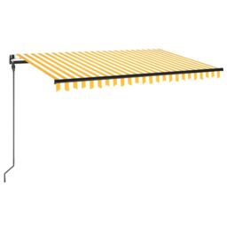 Berkfield Home Manual Retractable Awning with LED 450x300 cm Yellow & White - thumbnail 2