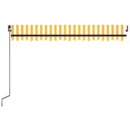 Berkfield Home Manual Retractable Awning with LED 450x300 cm Yellow & White - thumbnail 4