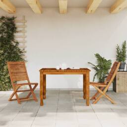 Berkfield Home Folding Garden Chairs 2 pcs Solid Wood Acacia in Brown - thumbnail 3