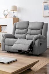 More4Homes Seattle Manual Fabric Recliner 2 Seater Sofa in Grey - thumbnail 1