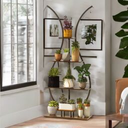 Pirlo Plush 5 Tier Vase Shaped Indoor Outdoor Plant Stand Organiser in Brown - thumbnail 3