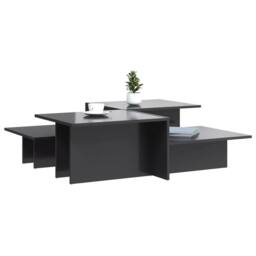 Berkfield Home Coffee Tables 2 pcs High Gloss Grey Engineered Wood - thumbnail 3