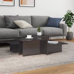 Berkfield Home Coffee Tables 2 pcs High Gloss Grey Engineered Wood - thumbnail 2