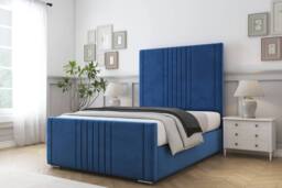 "Sloomy Harrington Plush Frame-Mattress - 50"" Upholstered Headboard in Navy - Size: Super King" - thumbnail 2