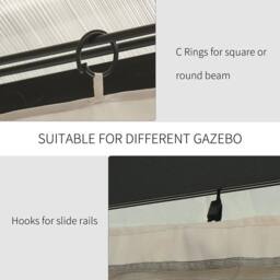 Kelvenix 3 x 3m Gazebo Replacement Side Panels Privacy Curtains in Beige - Size: 0.6m2 - thumbnail 5
