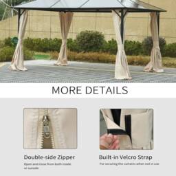 Kelvenix 3 x 3m Gazebo Replacement Side Panels Privacy Curtains in Beige - Size: 0.6m2 - thumbnail 4