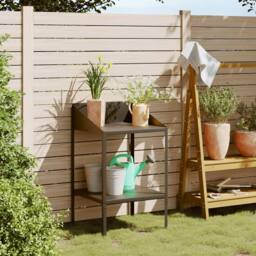 Berkfield Home Plant Stand Anthracite 56.5x54.5x100 cm Galvanised Steel in Dark Grey - thumbnail 2