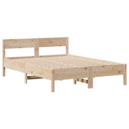 Berkfield Home Decorative Bed Frame without Mattress 120x200 cm Solid Wood Pine in Natural - Size: Small Double - thumbnail 7