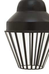 Orsina Black One Bulb Pendant Light, Industrial Cage Design With Glass Panels, Tapered Black Frame Ceiling Fixture - thumbnail 4