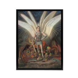"Artery8 Wasastjerna Archangel Michael Defeating the Dragon Framed Canvas Art - Size: W12"" x H16""" - thumbnail 1