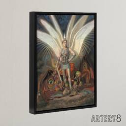"Artery8 Wasastjerna Archangel Michael Defeating the Dragon Framed Canvas Art - Size: W12"" x H16""" - thumbnail 2