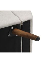 Living and Home 2-Seat Linen Upholstered Storage Bench with Side Arms and Walnut Colored Legs in Beige - thumbnail 6