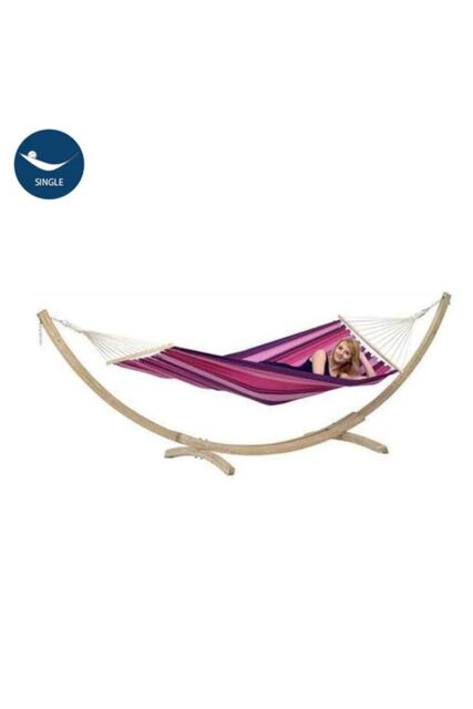Amazonas Star Single Hammock & Wooden Stand Set - Weatherproof, Spreader Bar in Pink - image 1