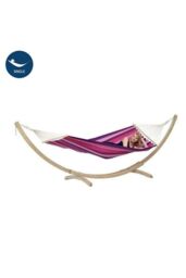 Amazonas Star Single Hammock & Wooden Stand Set - Weatherproof, Spreader Bar in Pink - thumbnail 1