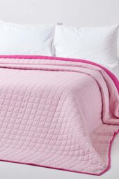 Homescapes Cotton Quilted Reversible Bedspread in Pink - Size: Single - thumbnail 4