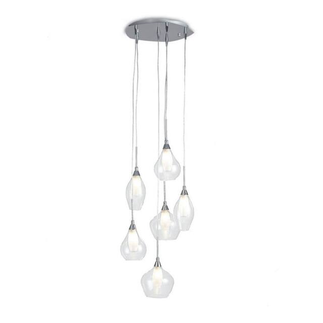 Netlighting SKYLINE 6 Light Cluster Pendant Ceiling Light Transparent 42x22.5cm in Grey - Size: 42x22.5 cm - image 1