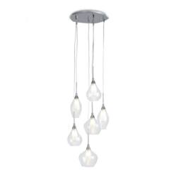 Netlighting SKYLINE 6 Light Cluster Pendant Ceiling Light Transparent 42x22.5cm in Grey - Size: 42x22.5 cm - thumbnail 1