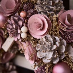 Dibor Pink Roses Festive Xmas Decor Front Door Christmas Wreath 38cm - thumbnail 6