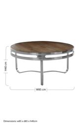 Orsina Metallic Framed Round Coffee Table, Center Table With Pine Wood Top, Functional Table, Small Accent Table in Natural - thumbnail 5