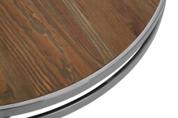 Orsina Metallic Framed Round Coffee Table, Center Table With Pine Wood Top, Functional Table, Small Accent Table in Natural - thumbnail 3