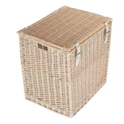 Red Hamper Wicker White Wash Vintner Storage Picnic Basket - Size: Large - thumbnail 3