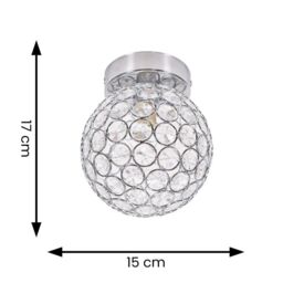 ValueLights Ella Chrome Sphere Globe Jewel Flush Ceiling Light with LED Bulb in Silver - thumbnail 7