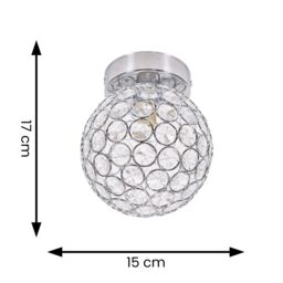 ValueLights Ella Chrome Sphere Globe Jewel Flush Ceiling Light with LED Bulb in Silver - thumbnail 5