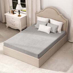 Costway King Size Mattress Protector Luxury Soft Velvet Mattress Topper in Grey - thumbnail 3