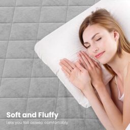 Costway King Size Mattress Protector Luxury Soft Velvet Mattress Topper in Grey - thumbnail 4