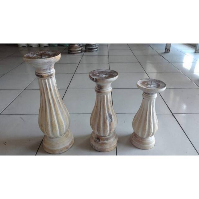 Minster Pillar Design Candle Holder - L8 x W8 x H35 cm in Brown - Size: 1 Pack - image 1