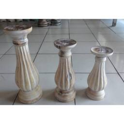 Minster Pillar Design Candle Holder - L8 x W8 x H35 cm in Brown - Size: 1 Pack - thumbnail 2