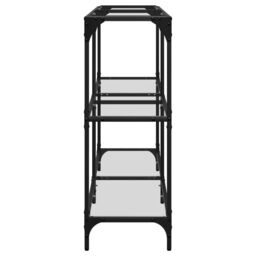 Berkfield Home Console Table with Transparent Glass Top 118.5x30x81 cm Steel in Grey - thumbnail 5