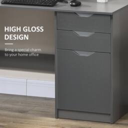 Wyld Haus Sareco 120cm High Gloss Grey Home Office Desk Drawers & Storage - thumbnail 6