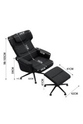 PU Leather Swivel Armchair with Footstool in Black - thumbnail 6